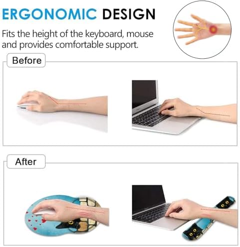 Keyboard Wrist Rest and Mouse Pad Wrist Support Set with Coaster,Comfortable for Easy Typing,Pain Relief,Memory Foam Keyboard Pad Set for Laptop Mac,Cute Black Cat - Image 5