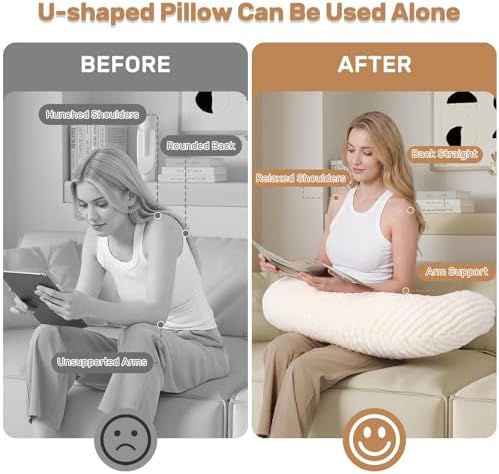 Reading Pillow for Bed, Backrest Pillow with Arms for Adult - Image 5