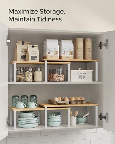 SONGMICS Cabinet Organizer Shelf, Set of 2 Spice Rack, Kitchen Storage - Image 5