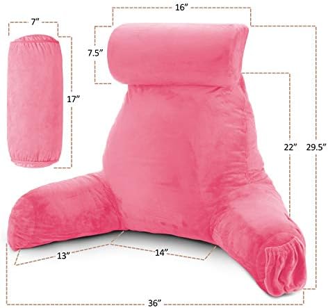 Nestl Reading Pillow with Portable Laptop Lap Desk - Shredded Memory Foam Back Support Pillow for Sitting Up in Bed and Couch Rest Pillows with Arms, Bed Tray Table with Foldable Legs, Light Pink - Image 2