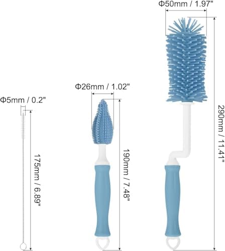 Baby Bottle Drying Rack Storage with 3 Bottle Brush Set (Blue) - Image 2