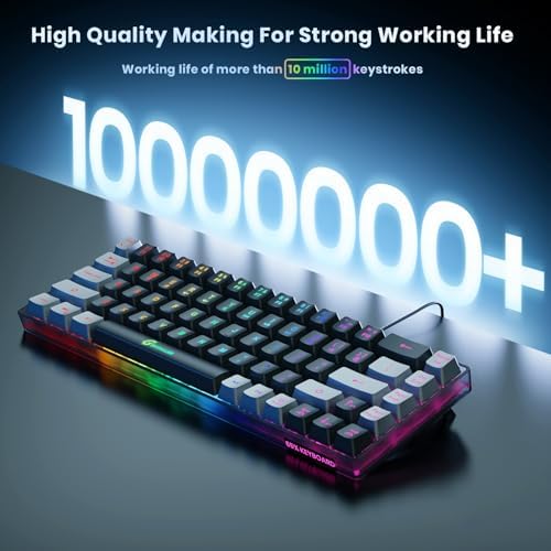 GEODMAER 65% Gaming Keyboard, LED Backlit Mini Wired Gaming Keyboard, Ultra-Compact Anti-Ghosting No-Conflict 68 Keys Gaming Wired Keyboard for PC Laptop Gamer - Image 3
