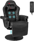 Goplus Gaming Chair, Height Adjustable Massage Video Game Chair with Retractable Footrest, Cup Holder, Headrest, Swivel Office Chair, Racing Style Swivel Gamer Chair (Black) by Goplus