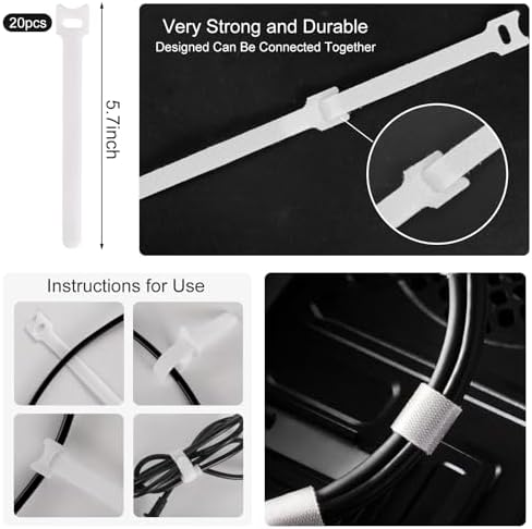 137PCS Cable Management Kit 4 Cable Sleeve Split 100 Cable Zip Ties 10 Cable Clips 15 Adhesive Wall Cable Tie 10 Cable Zip Tie for TV Computer Office Home Under Desk - Image 4