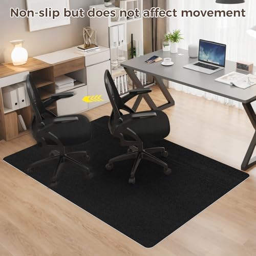 Office Chair Mat for Hardwood Floor 40x48 Inch, Non-Slip Rolling Chair Mat, Flat Lay Floor Protector for Wood Tile Laminate, Anti-Slip Sound Absorbing(Black) - Image 3