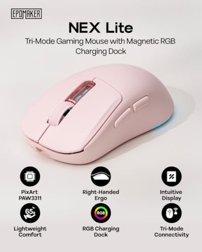 EPOMAKER NEX Lite Wireless Gaming Mouse w/Screens & RGB Charging Dock - Image 2