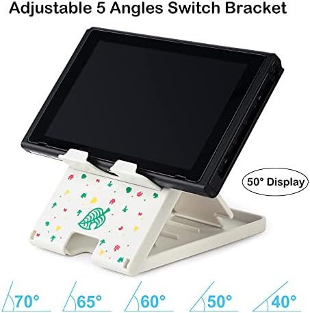 Tscope Foldable Switch Stand for Nintendo Switch/Switch 2/Lite/OLED, Adjustable Compact Portable Holder, Cute Leaf Design Gaming Stand Accessories (White) - Image 3