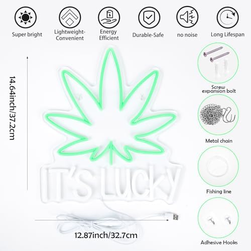 Leaf Weed Neon Sign Dimmable LED Green Neon Light for Wall Decor - Image 5