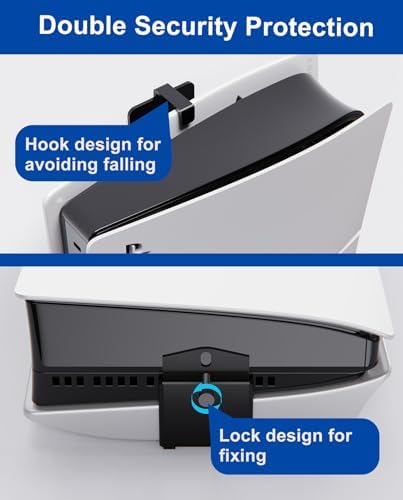 PS5 Wall Mount for PlayStation 5 Console - Sleek Hidden Design for Mounting Near or Behind TV, 2 Controller & Headset Holders Included (PS5 Slim) - Image 4