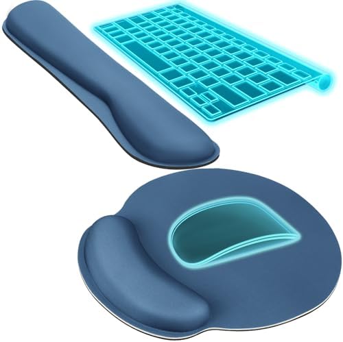 KTRIO Keyboard Wrist Rest & Mouse Pad with Wrist Rest, Navy Blue | Memory Foam Wrist Support, Ergonomic Design, Non-Slip Base, Office and Home Use by KTRIO