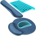 KTRIO Keyboard Wrist Rest & Mouse Pad with Wrist Rest, Navy Blue | Memory Foam Wrist Support, Ergonomic Design, Non-Slip Base, Office and Home Use by KTRIO