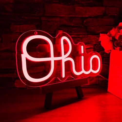 Mutank Ohio Neon Signs for Wall Decor, USB Powered Dimmable Ohio State LED Neon Light, for Home Room Decor Sports Fans Team Wall Decor Club Store Party Man Cave Gifts(12.5 * 6.2 In) - Image 2