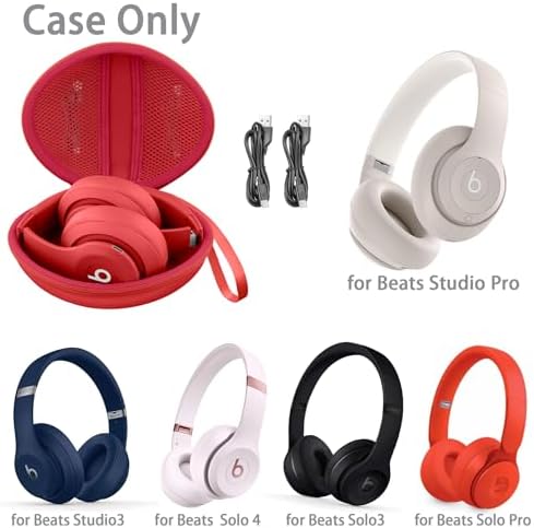 for Beats Studio Pro/Studio3/Solo4/Solo3 Headphones Hard Case, Red - Image 2