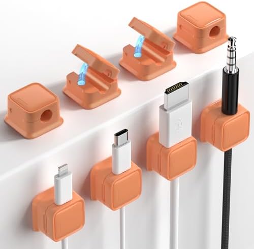 8 Pack Cord Organizer, Magnetic Cable Clips, Under Desk Management, Orange by Costop