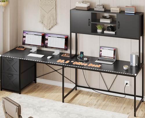 SEDETA Reversible L Shaped Corner Gaming Desk with Drawers, Led Lights - Image 3