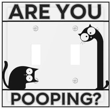 Decorative Light Switch Cover Plate Funny Bathroom Art with Are You Pooping Sign 2 Gang Switch Plate Covers Double Toggle Wall Plate Dual Device Electrical Switchplate Dimmer Faceplate by JOOJIAO