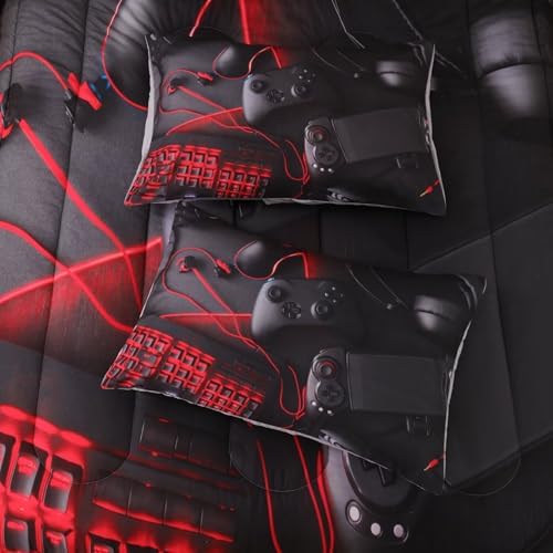Gaming Comforter for Boys Teens,Game Bedding Sets Twin,Kids Gamer Comforter Set,Video Game Bedroom Bed Set Controller Duvet All Season 3 Piece - Image 5