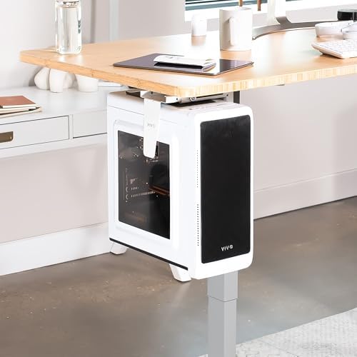 VIVO Adjustable Under Desk and Wall Mount for PC 3.5-7.8 inches Wide, Computer Case CPU Holder with Swivel and Secure Locking, White, MOUNT-PC01W - Image 5