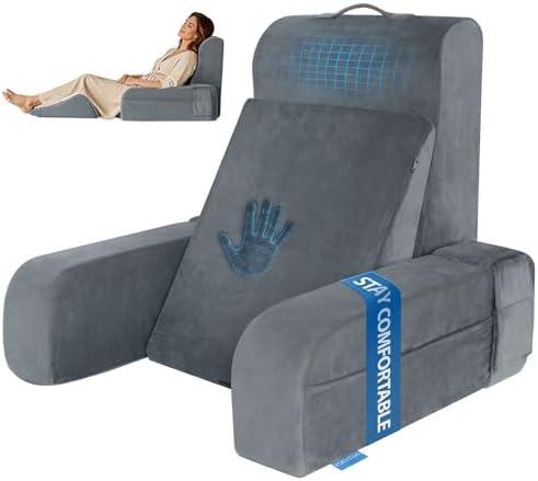 Kayfia Reading Pillow, Gel Memory Foam Back Rest Pillow, 19", Gray by Kayfia