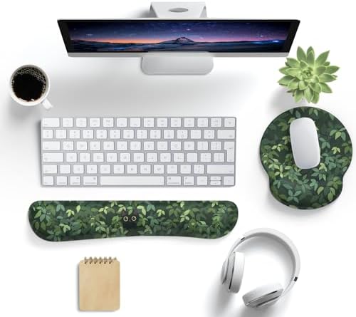 Cute Ergonomic Green Mouse Pad Cat Wrist Support,[ 20% Larger] Wrist Rest Gel Anime Kawaii 3D Green Office Plants Mouse Pads, Keyboards Silicon Wrist Pad,Pain Relief,Game Work Study Home Office. - Image 2