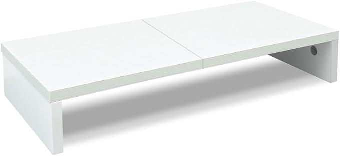 TEAMIX 20 inch White Monitor Stand Riser, Wood Desktop Computer Stand | Fits Laptop, Printer, TV, PC Tower, Full Keyboard Storage Underneath, Ergonomic, Desk Organizer for Home Office Gaming Vanity by TEAMIX