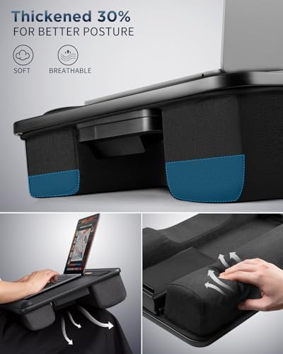 SAIJI Lap Desk with LED Light, Portable Laptop Tray with Cushion - Image 5