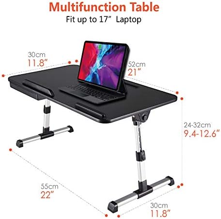 Lap Desk for Laptop,BUILDEC Adjustable Laptop Stand for Desk with Storage Drawer,Foldable Legs Standing Lap Table for Reading, Eating, Working, Writing, Gaming and Drawing in Bed Sofa Couch Floor - Image 2