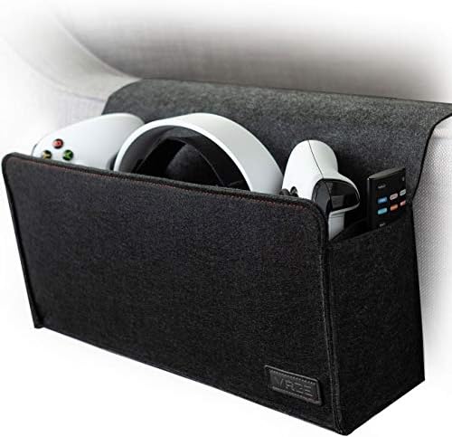 VRGE - Couch Bedside Gaming Organizer Caddy Storage Hanging Felt Mount for Game Controllers/Headphones/Meta Oculus Quest 3/2 VR w/Side Remote Control Holder by VRGE
