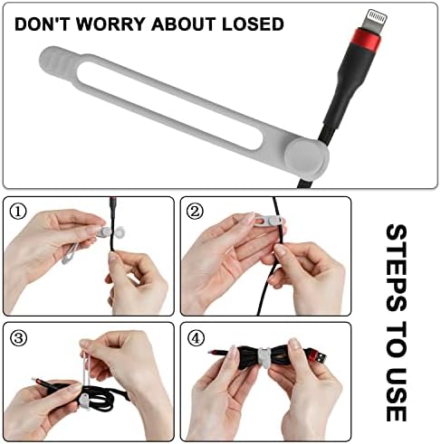 Silicone Cable Ties, Cord Organizer Cable Management(16Pcs-Grey) - Image 3
