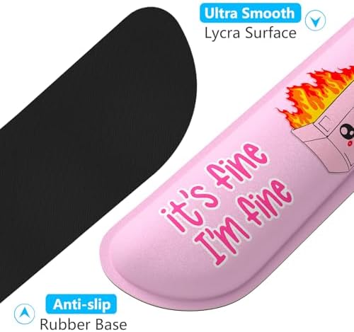 Dapesuom Enlarge Keyboard Wrist Rest, Memory Foam Wrist Cushion for Desk Mats Support, Typing Pain Relief Keyboard Mouse Pad Rests Set with Non-Slip Base for Gaming Laptop Computer, Pink Dumpster - Image 5