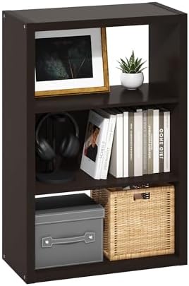 Furinno Viola 3-Tier Book Shelf, Extra Thick Frame Bookshelf, Dark Oak by Furinno-FitsYourSpaceFitsYourBudget