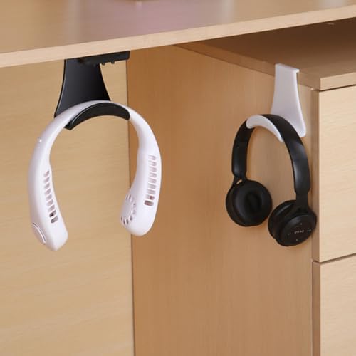 Hemoton 2pcs Under Desk Headset Hooks Headphone Hangers for Gaming and Office Easy Install Space-Saving Headset Holder Rack for Secure Storage and Display Black and White - Image 6