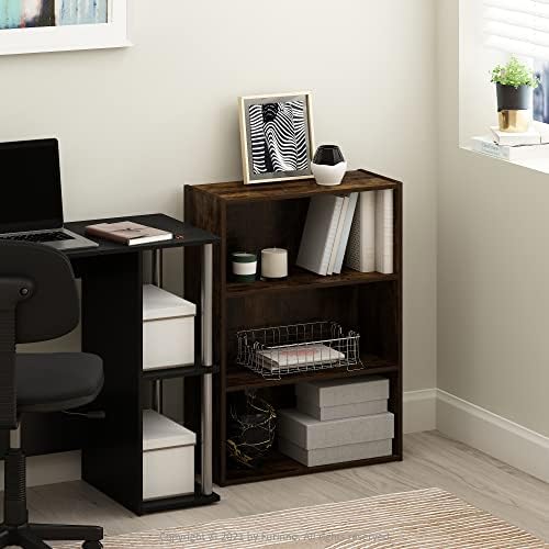 Furinno PASIR Book Shelf, 3-Tier Bookshelf, Storage Shelves Bookcase, 9.7 x 23.7 x 31.5, for Living Room, Bedroom, Home Office, Amber Pine - Image 2