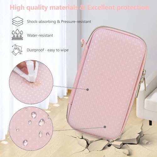 Supmay Carrying Case Compatible with WELLST·G Handheld Game for Kids -Preloaded 220 Retro Video Games, Portable Gaming Player Storage Holder Travel Bag with Mesh Pocket for USB Cable, Pink - Image 5