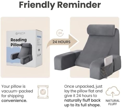 ENITYA 19" Reading Pillow for Bed with Firm Back Support & Big Pockets - Image 7