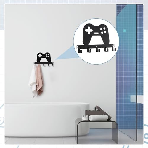 Reallnaive Over the Door Hooks Gamepad Towel Rack, 5 Hooks Metal - Image 6