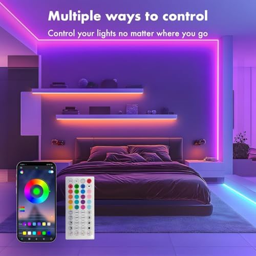 SILFU Neon Rope Lights, 100FT (2x50FT) RGB LED Strip Lights - Image 2