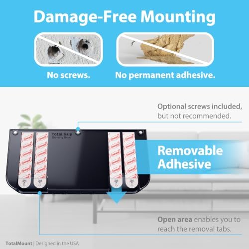 TotalMount Drop-Free Remote Holder – Removable Adhesive Strips – XL Black - Image 4