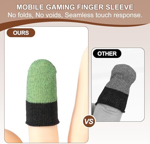 PATIKIL Controller Finger Thumb Sleeves, 40 Pack Mobile Gaming Finger Sleeve Silver Fiber Tip Gloves Anti-Sweat Breathable for Game Phone Touchscreen Devices, Green - Image 5