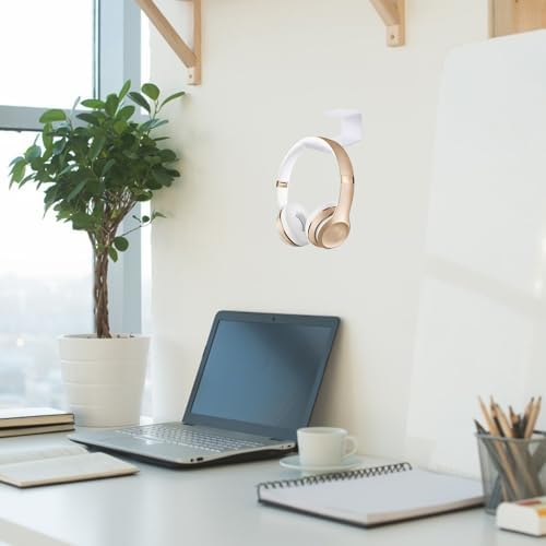 DOITOOL 2 Pcs Acrylic Headphone Holder Desk Hook for Over-Ear Headset Stand Hanger White Punch-Free Under Desk Mount Organizer for Home Office - Image 6