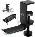 Under Desk Headphone Stand - 360 Degree Rotating Aluminum PC Gaming Headset Holder with Cable Organizer, Adjustable Screw Clamp Hanger for Heavy Headphones, VR Glasses & Bags, Universal Fit by APPHOME