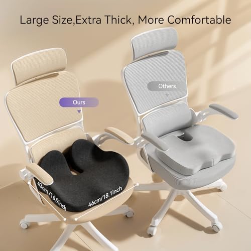 CXC Seat Cushions for Office Chairs, Ergonomic Memory Foam, Black | Contoured Pressure Support, Breathable Washable Cover, Non-Slip Base, 18.1 x 16.9 x 4.7 in, for Desk, Car and Wheelchair - Image 6