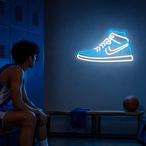 Sneaker Neon Sign Sports Shoe Neon Signs for Wall Dimmable LED Boys Neon Lights for Bedroom Man Cave Home Party Neon Bar Sign Shoes Light up Signs Wall Decor(Ice Bule) - Image 5