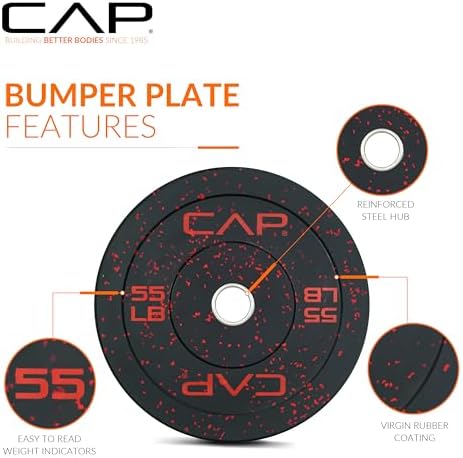 CAP 2-inch Olympic Bumper Plate Weight Set | 100-370 lbs | Multiple Colors | Storage Rack Optional - Image 2