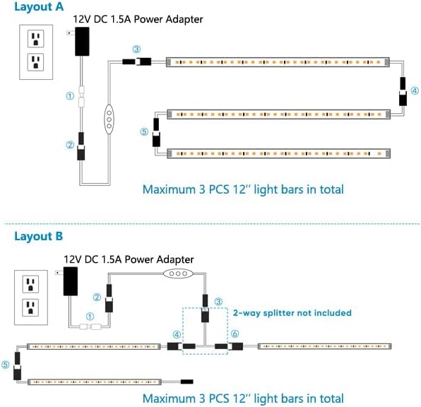 Litever Under Cabinet Lighting Plug in. 3 Light Bar Kit. Cool White 4000K. - Image 6