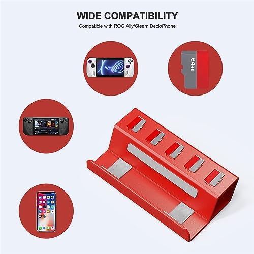 Desktop Bracket Holder for Rog Ally for Steam Deck Aluminum Alloy Stand Base Game Console Stand Playstand Mount with 5 Card Storage Slot Design (Silver) - Image 7
