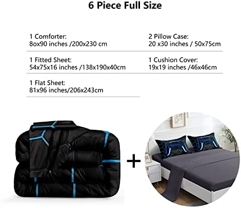 ROWADALO 6 Pieces Gaming Bedding Set for Boys Gamer Comforter Set Full Size,Game Controller Comforter for Boys Kids Teen 3D Gamepad Microfiber Bedding Sets 6 Pieces Bed in A Bag Sets-H50022,Full - Image 3