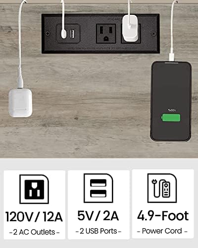TUTOTAK End Table with Charging Station, Small Side Table with Outlets, Nightstand Bedside Table, 2-Tier Storage Shelf for Small Space, Living Room, Bedroom, Greige TB01BG040 - Image 6