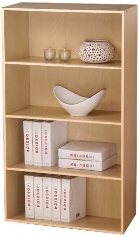 Furinno PASIR Book Shelf, 4-Tier Bookshelf, Bookcase with Open Shelf, 9.4 x 23.6 x 41.7, for Living Room, Bedroom, Home Office, Steam Beech - Image 4