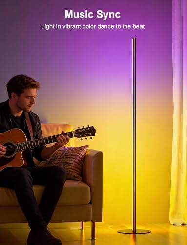 LED Corner Floor Lamp, RGB IC Ambient Lighting 55" - Image 3